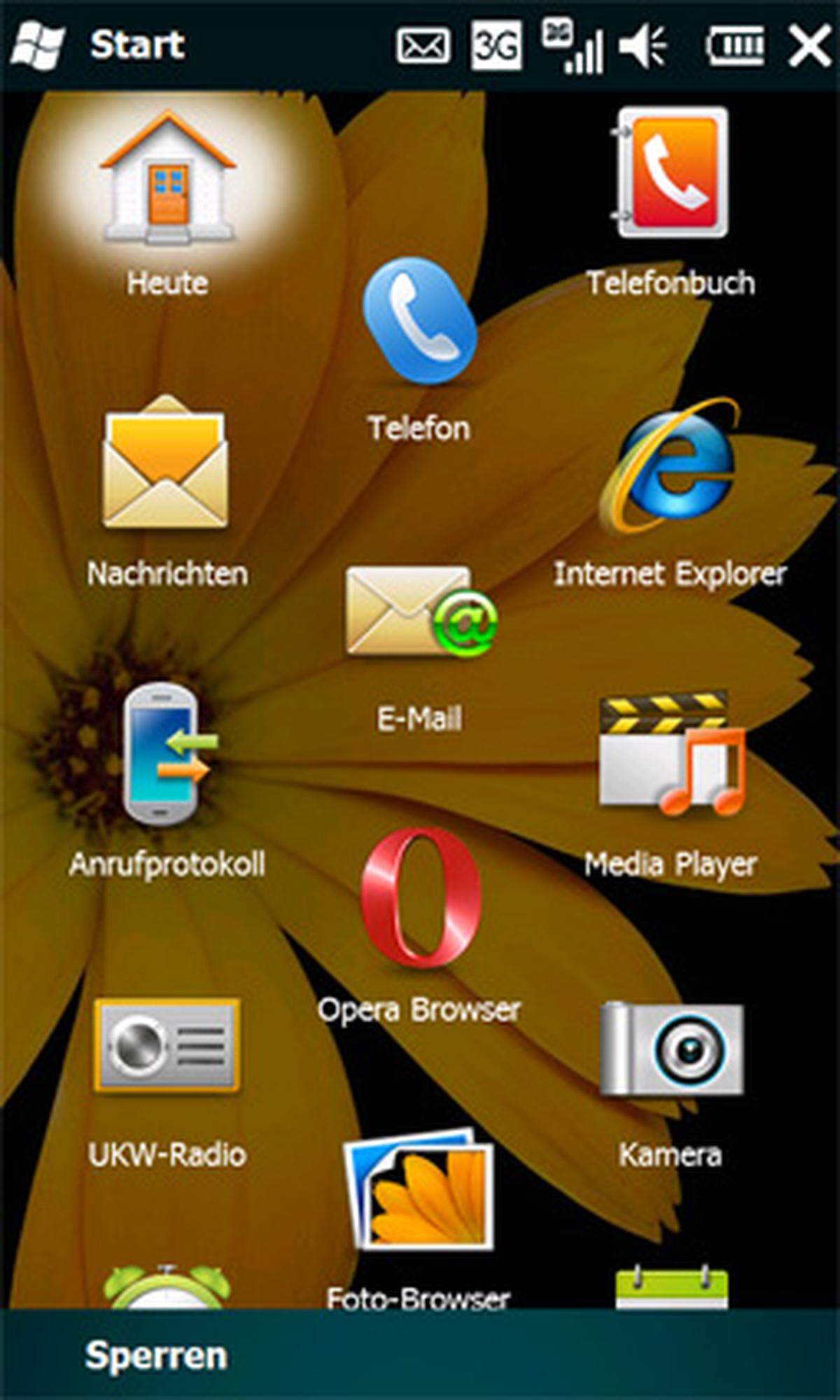 Was Microsoft bei Windows Mobile 6.5 (Bild) richtig gemacht hat, hat Samsung bei TouchWiz verpatzt. Statt nur ein übersichtliches Menü anzubieten, verwirrt das Omnia II mit gleich drei Möglichkeiten, auf Programme, Funktionen und Dateien zuzugreifen.