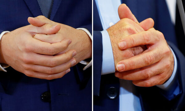 Die Hände der Chefverhandler: Links Sebastian Kurz, rechts Werner Kogler.