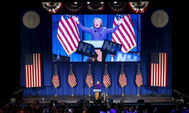 Democratic U.S. presidential candidate Hillary Clinton speaks at the 2016 McIntyre-Shaheen 100 Club Celebration in Manchester, New Hampshire 