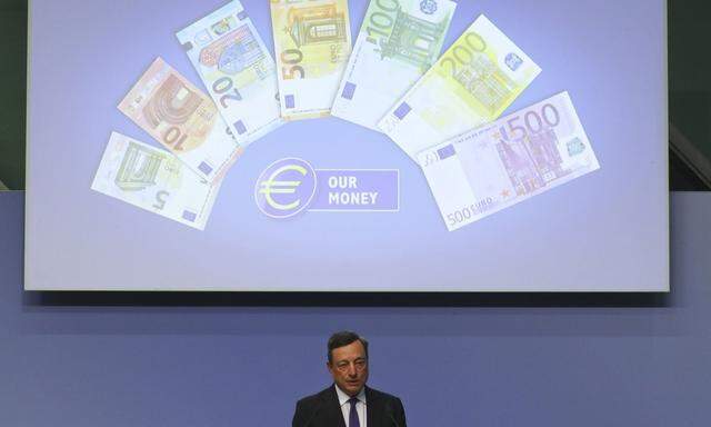ECB President Draghi is pictured during a news conference in Frankfurt