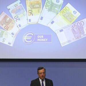 ECB President Draghi is pictured during a news conference in Frankfurt