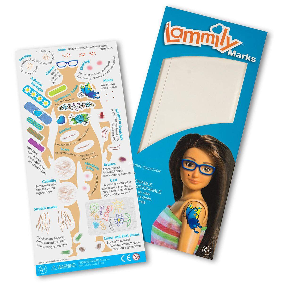 Neben Pflaster, Narben und Brillen kann Lammy auch mit blauen Flecken, Leberflecken und Tattoos aufwarten.