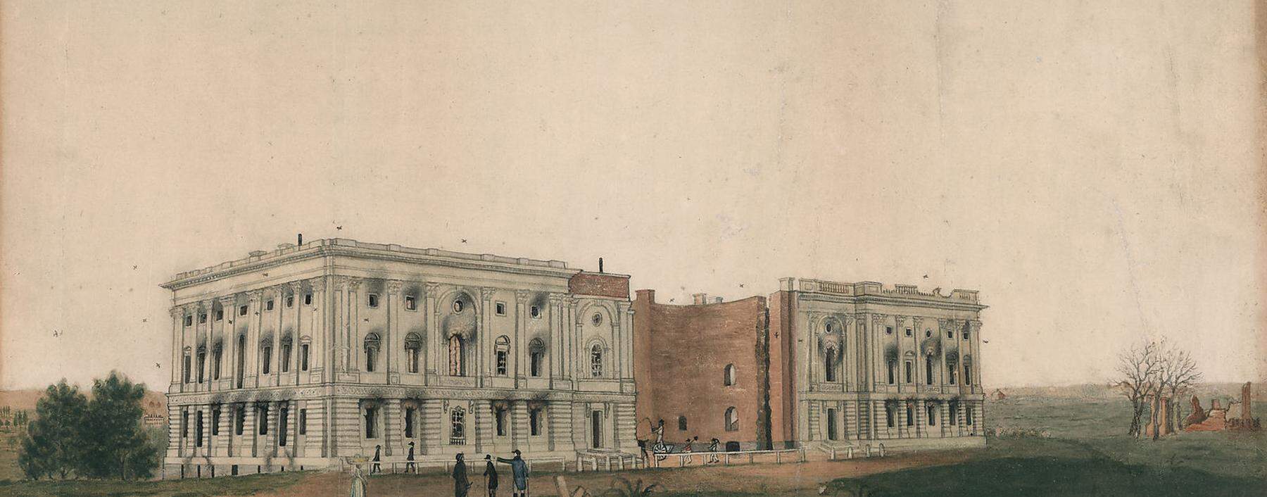 Das Kapitol in Washington nach dem verheerenden Brand im August 1814. Britische Truppen hatten ihn bei der Besetzung der US-Hauptstadt gelegt.