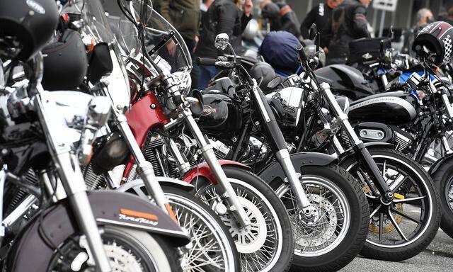 Harley-Davidson bikes are seen at the 'Hamburg Harley Days' in Hamburg