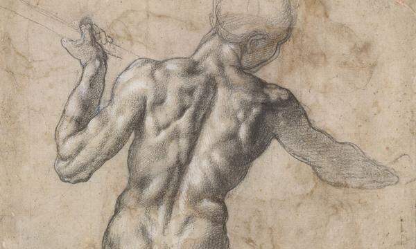 Michelangelo Buonarrotis „Männlicher Rückenakt“. Michelangelos Arbeitsweise war für viele Künstler Vorbild.