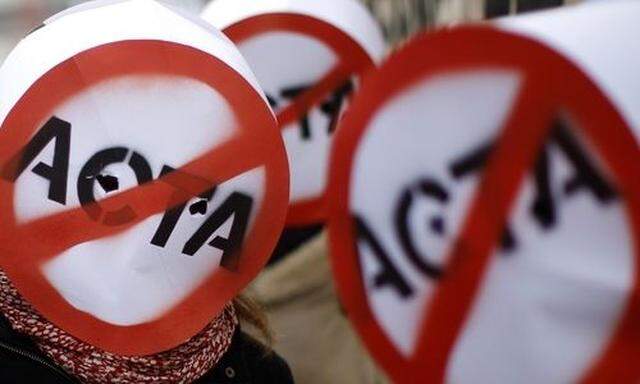 Protesters demonstrate against against ACTA in Vienna