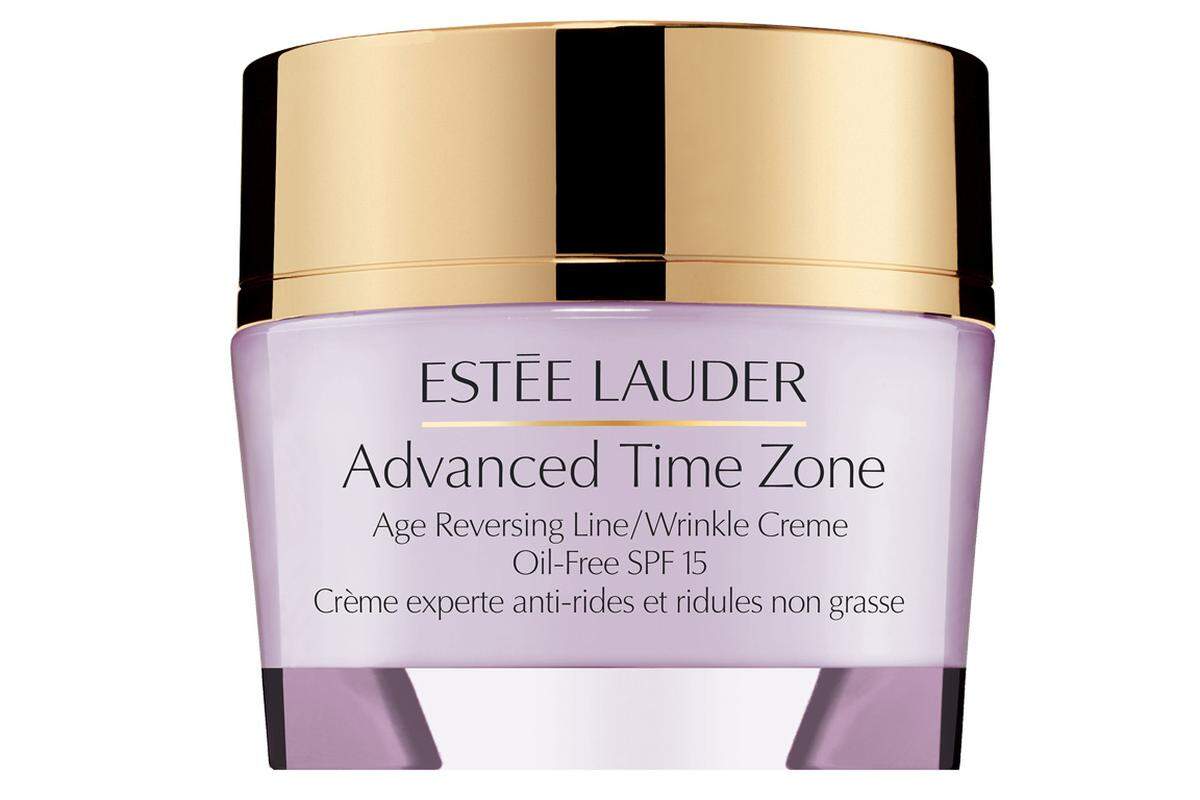 Mit besonders zarter Textur wurde die ölfreie „Advanced Time Zone Crème Oil-Free“ von Estée Lauder entwickelt (82 Euro).