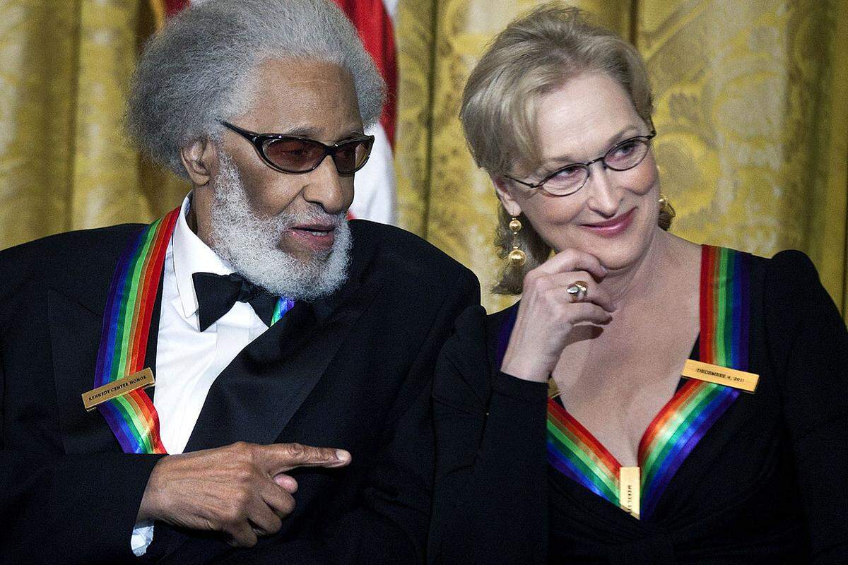 Streep ist die am häufigsten ausgezeichnete Schauspielerin der Welt.Sonny Rollins und Meryl Streep.