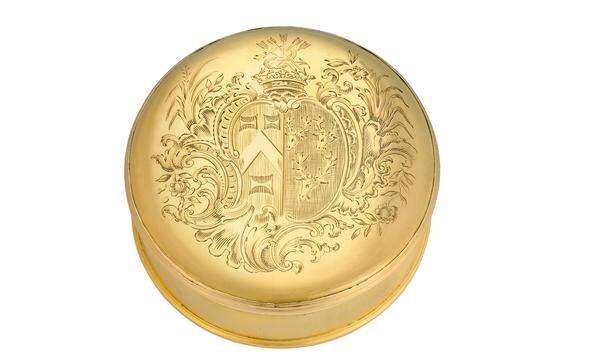 Goldstück. „George II Irish Gold Freedom Box“, geschätzt auf 30.000 bis 50.000 $.