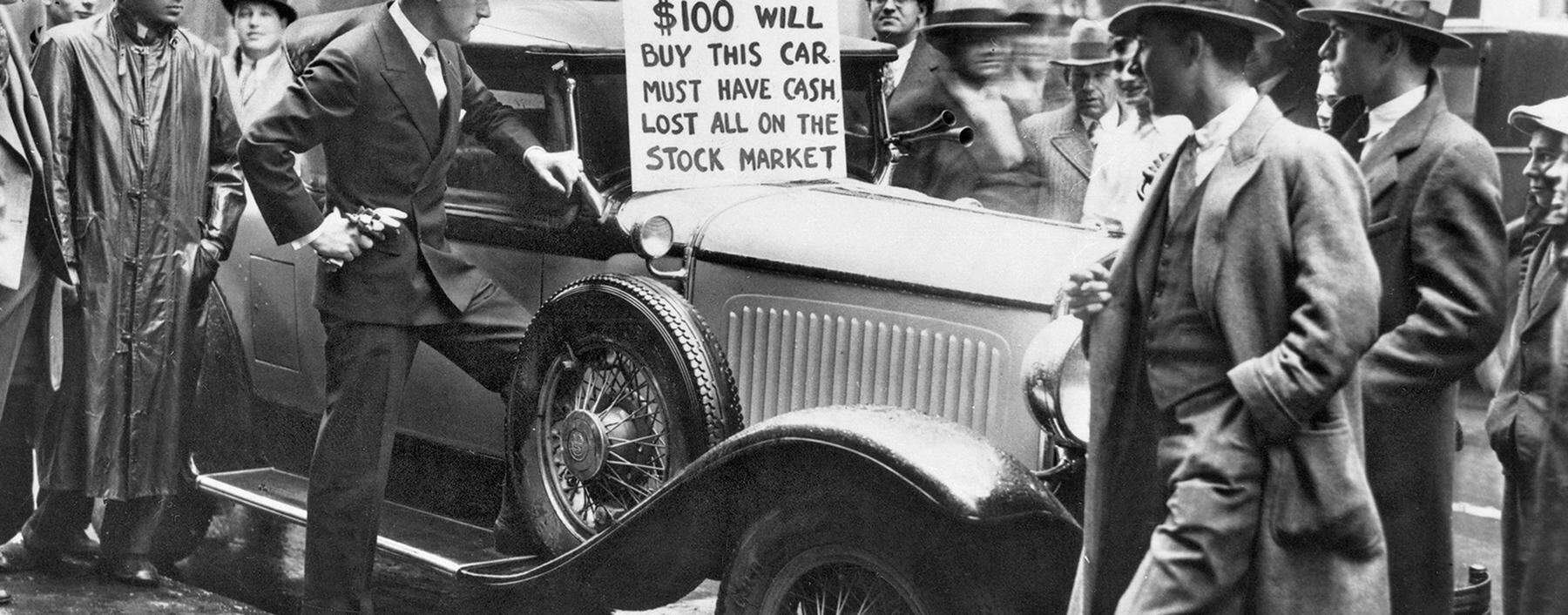 1929 war die Party vorüber. In den „Roaring Twenties“ hatten sich viele Menschen hoch verschuldet, um Autos und Aktien zu kaufen.