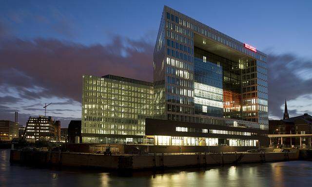 The new building housing German weekly news magazine ´Der Spiegel´ is seen in the evening in Hamburg