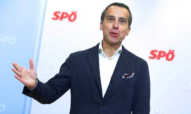 Head of the Social Democratic Party SPOe Kern delivers a media statement in Vienna