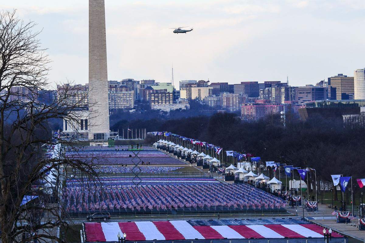 Zwischen dem Washington Monument und dem Kapitol ist schon alles bereit für die Angelobungszeremonie von Joe Biden, an der Trump nicht teilnehmen wird - eine weitere Tradition mit der er bricht.