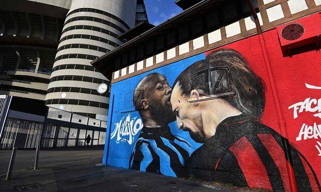 Graffito von Romelu Lukaku und Zlatan Ibrahimovic