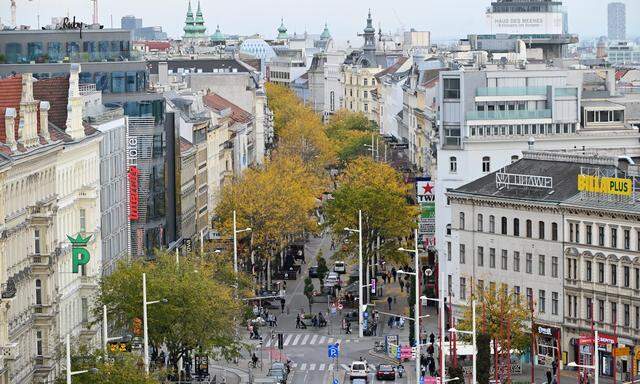 Neben der Wiener Mariahilfer Straße (Bild) befinden sich Baden und Bregenz auf der „Minus-Liste“.