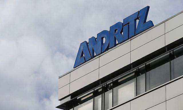 The logo of Austrian machinery maker Andritz is pictured on the roof of its headquarters in Vienna