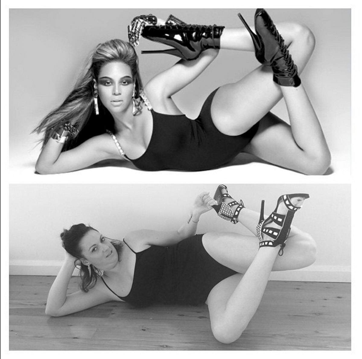 Dabei sieht man wie überinszeniert die Instagram-Bilder der Stars oft sind. Beyoncés Pose ist viel schwerer, als sie aussieht.    