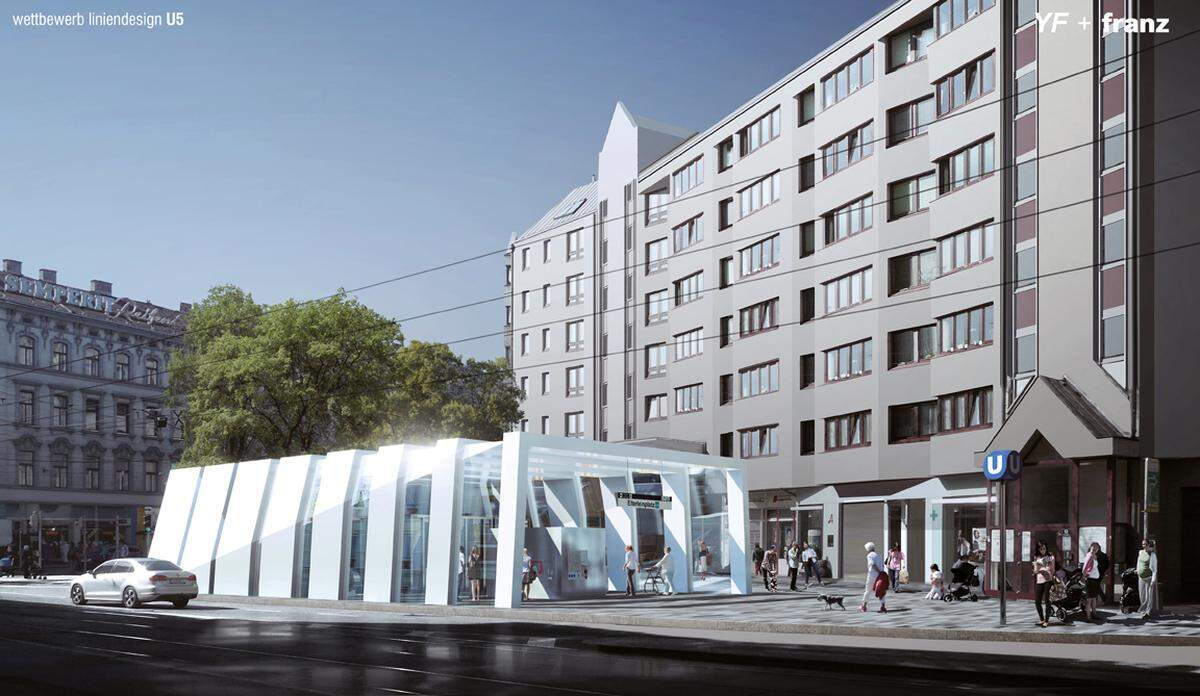 Die Wiener Linien haben am Donnerstag das Liniendesign für die neue U-Bahnlinie 5 und damit erste Entwürfe für die Stationen präsentiert. Viel Glas soll das Design bestimmen.