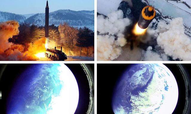 Diese Bilder hat die nordkoreanische Nachrichtenagentur veröffentlicht. 
