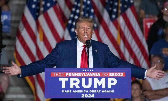Ein Hauch von 2016: Donald TRump bei einer Wahlkampfveranstaltung in Erie, Pennsylvania am 29. Juli 2023.