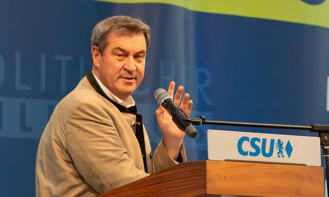Markus Söder beim politischen Frühschoppen in Gillamoss 2023.