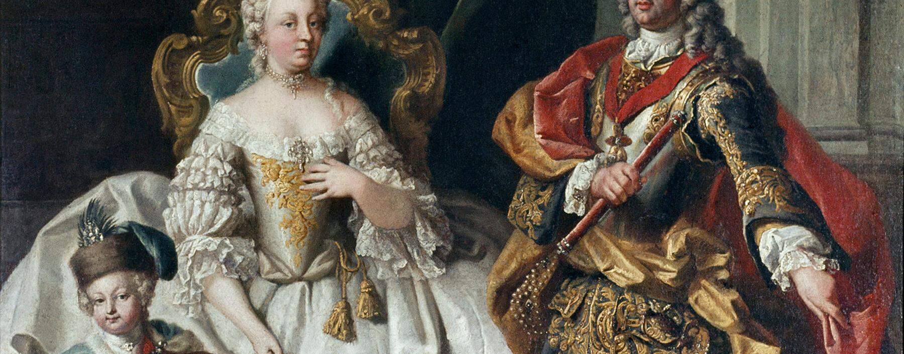 Der Nachwuchs war bei vielen repräsentativen Gemälden mit dabei. Hier das kaiserliche Paar Maria Theresia und Ehemann Franz Stephan mit Thronfolger Joseph. Die Bildaussage: Die Dynastie wird weiterleben.