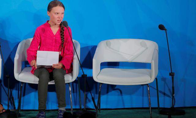 Greta Thunberg bei ihrer Rede vor der UNO