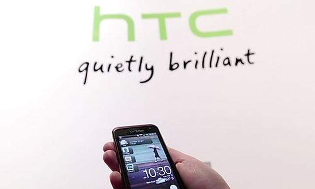 The new HTC smartphone Rhyme is shown during the unveiling event in New York