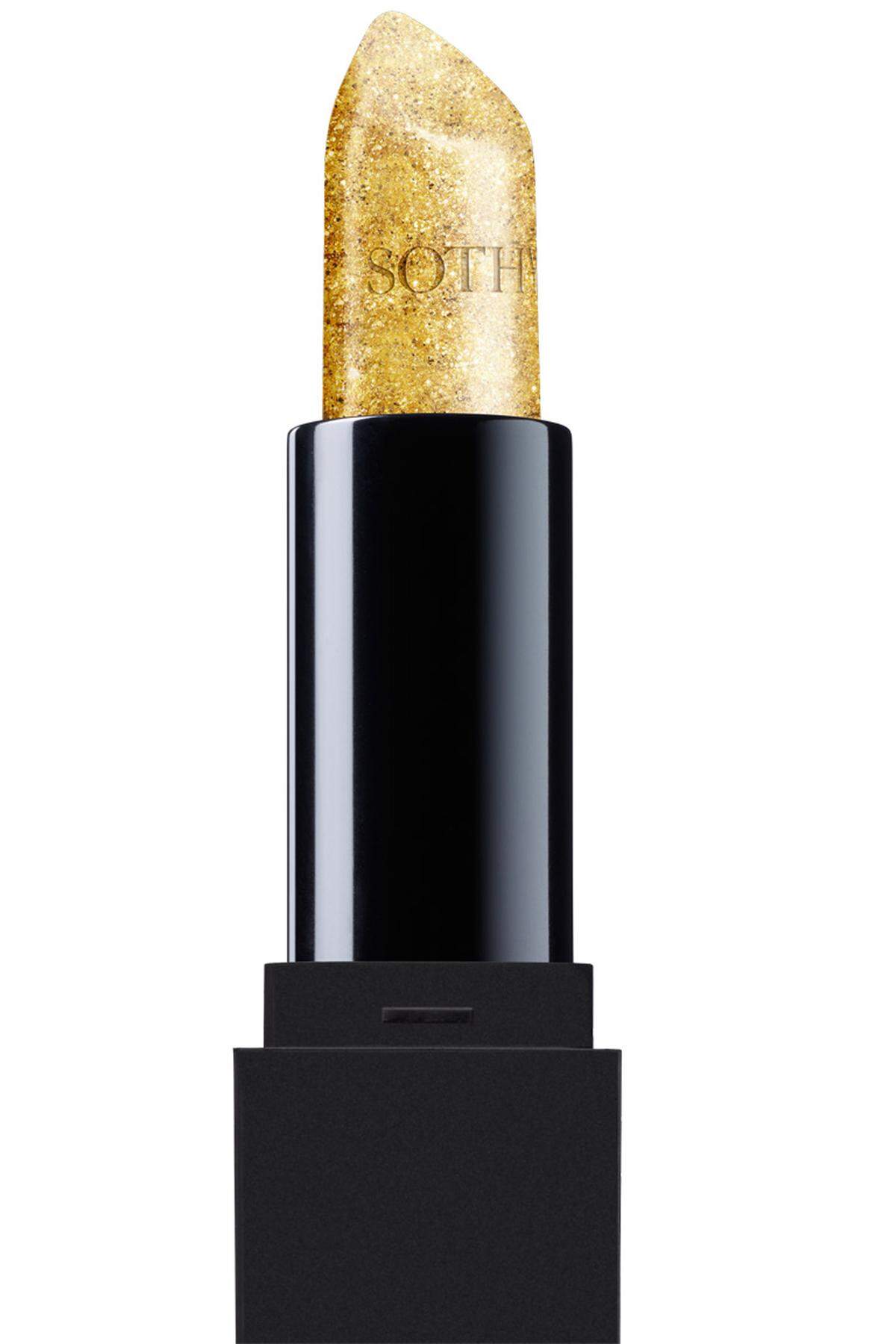 Einen goldenen Schimmer soll der Lippenstift „Or des Arts“ von Sothys hinterlassen (24 Euro).