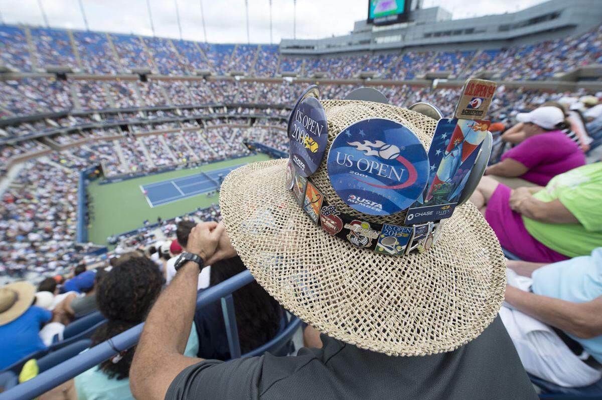 Dieser Zuschauer schmückte sich mit einem US-Open-Hut.