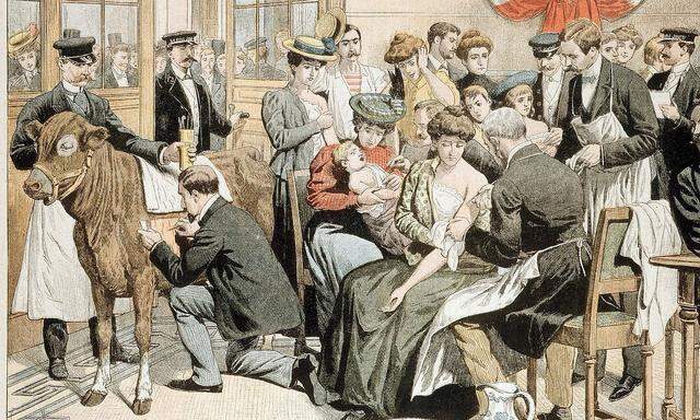 Darstellung einer Pockenimpfung in Paris, 1905