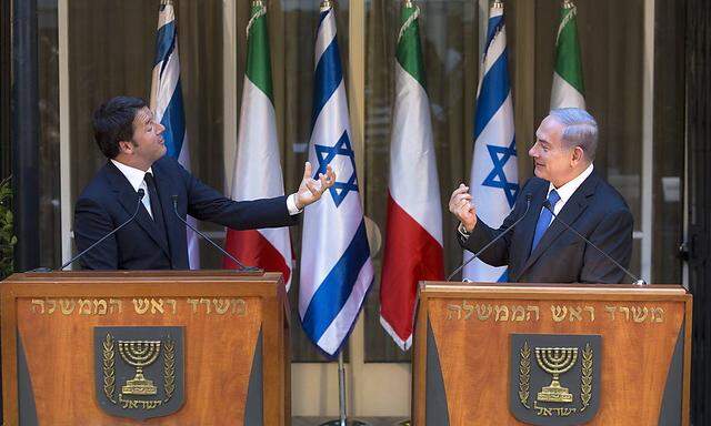 Matteo Renzi und Benjamin Netanyahu bei einer gemeinsamen Pressekonferenz in Jerusalem.