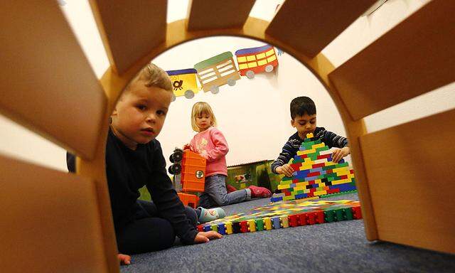 Children play at their Kindergarten in Hanau