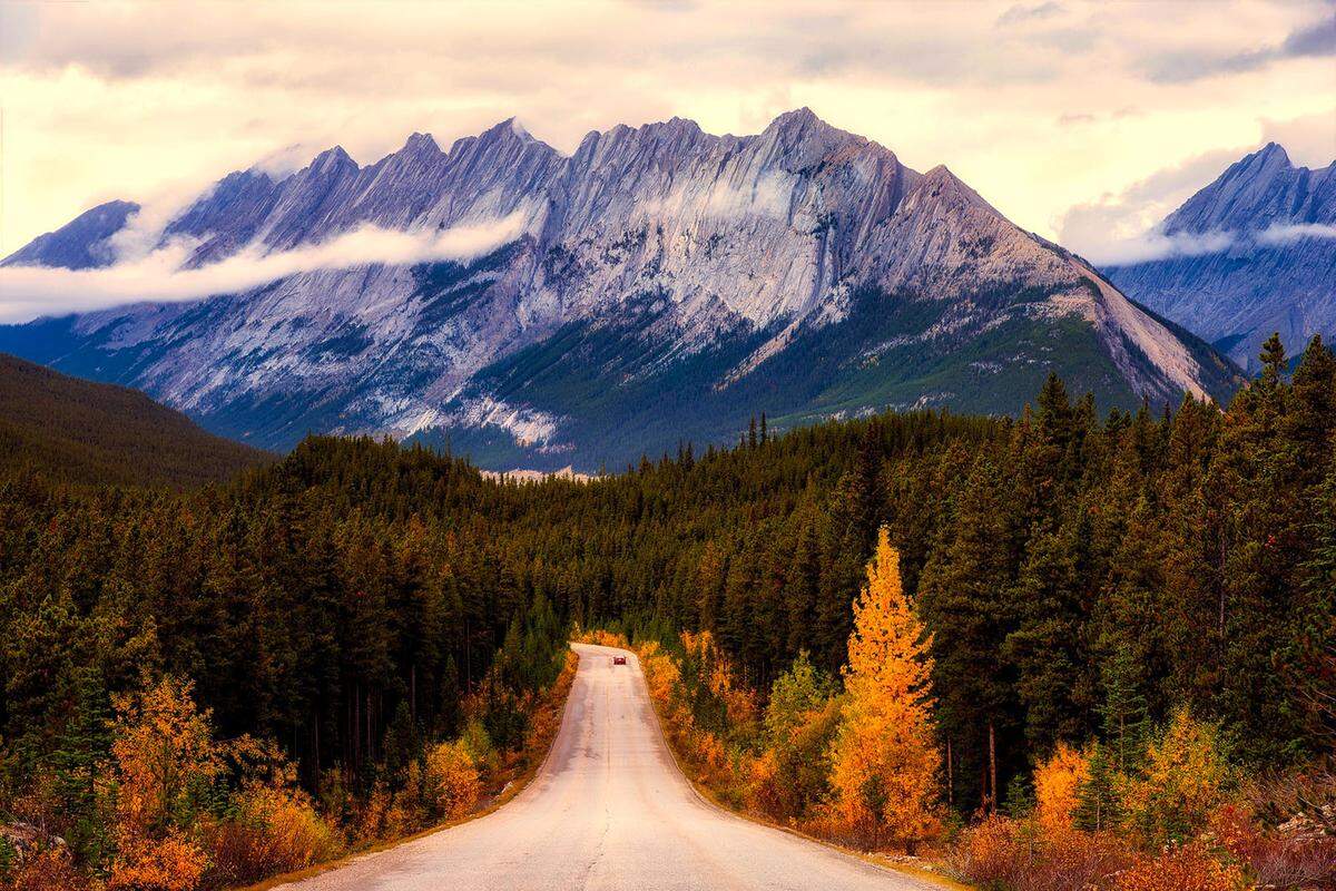 An die schier unendlichen Wälder Kanadas denkt man bei Indian Summer wohl zuallererst. Dichte bunte Wälder und ein atemberaubendes Bergpanorama bieten etwa der Jasper National Park, der mit einer Fläche von fast 11.000 Quadratkilometern der größte seiner Art in den Rocky Mountains ist.