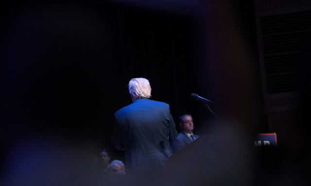 Republican U.S. presidential nominee Donald Trump attends a campaign event at the Merrill Auditorium in Portland