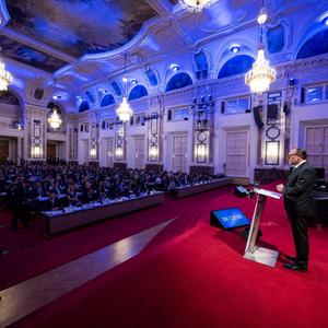 Außenminister Alexander Schallenberg bei der Eröffnung der Konferenz zu "Autonomen Waffensystemen 2024" am Montag in Wien 