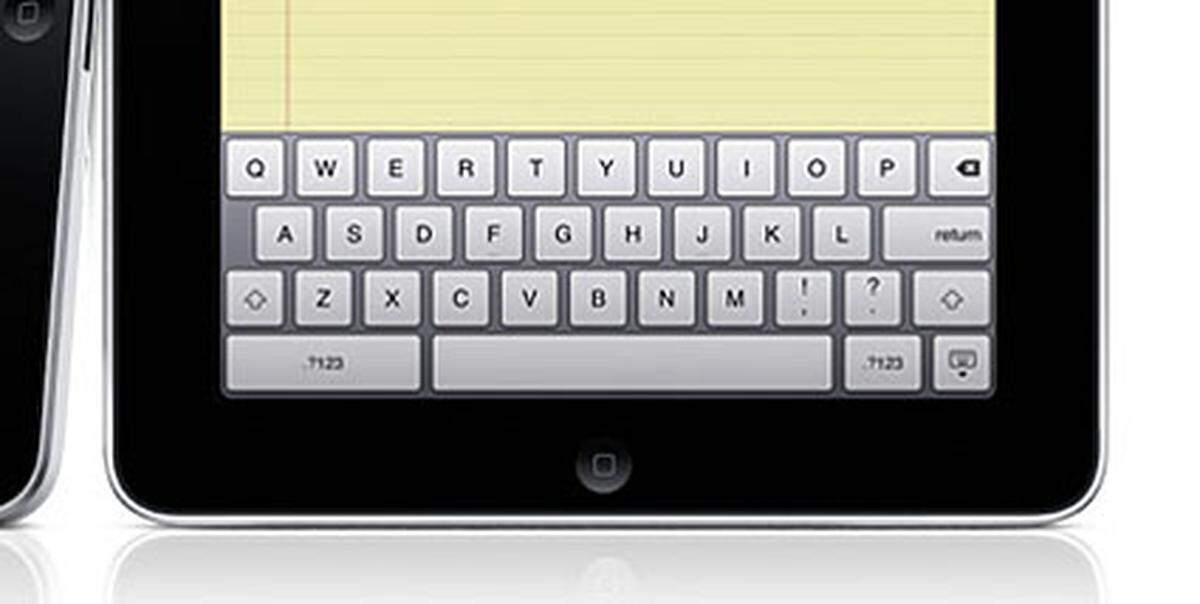Das iPad misst an seiner Schmalseite 18,9 Zentimeter - die Tasten der virtuellen Tastatur kann man also selbst mit den ungeschicktesten Fingern nicht verfehlen.