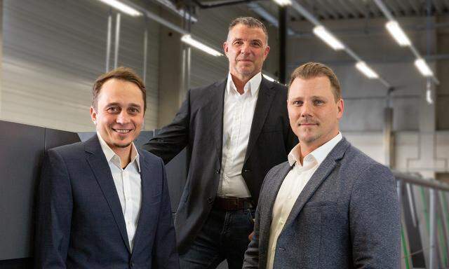 Die Geschäftsführungsriege der Onlinedruckerei druck.at (v. l.): Gerhard Patek, Andreas Mößner und Markus Graf.