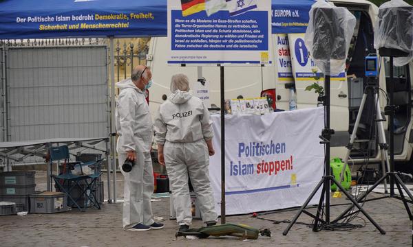 Ermittlungsarbeiten nach dem tödlichen Messerangriff auf einen Polizisten in Mannheim