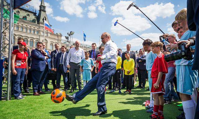 Gianni Infantino and Vladimir Putin attend Football Event in Red Square