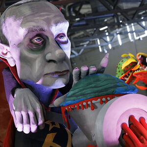 Putin als Vampir beim Kölner Rosenmontags-Umzug.