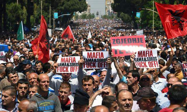 ALBANIA-POLITICS-OPPOSITION-PROTEST