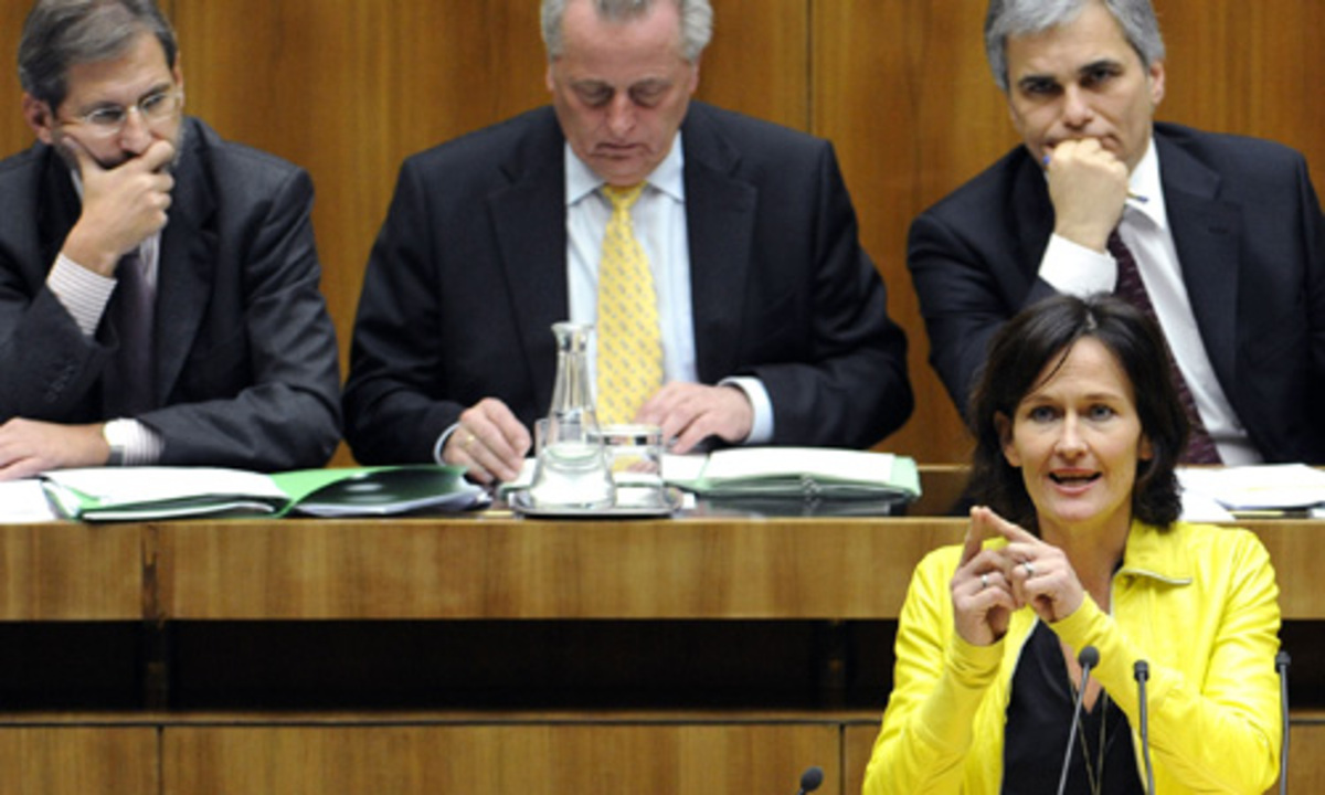 Grünen-Chefin Eva Glawischnig forder 200 Millionen Euro Soforthilfe