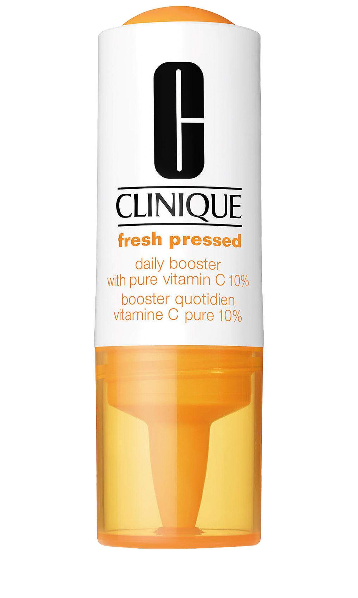 Anti-Aging-Pflege „Fresh Pressed Daily Booster“ von Clinique, 4 x 8,5 ml, 82 Euro.