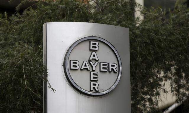 The corporate logo of Bayer is seen at the headquarters building in Caracas