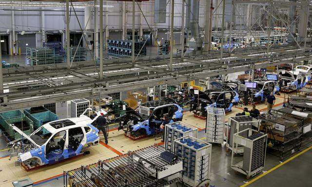 An overall view of the assembly line where the BMW X4 is made at the BMW manufacturing plant in Spartanburg