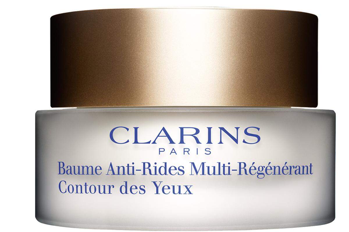 ... von Clarins soll die Augenpartie glätten, auch in Kombination mit dem Augenserum aus derselben Serie, 50 Euro.