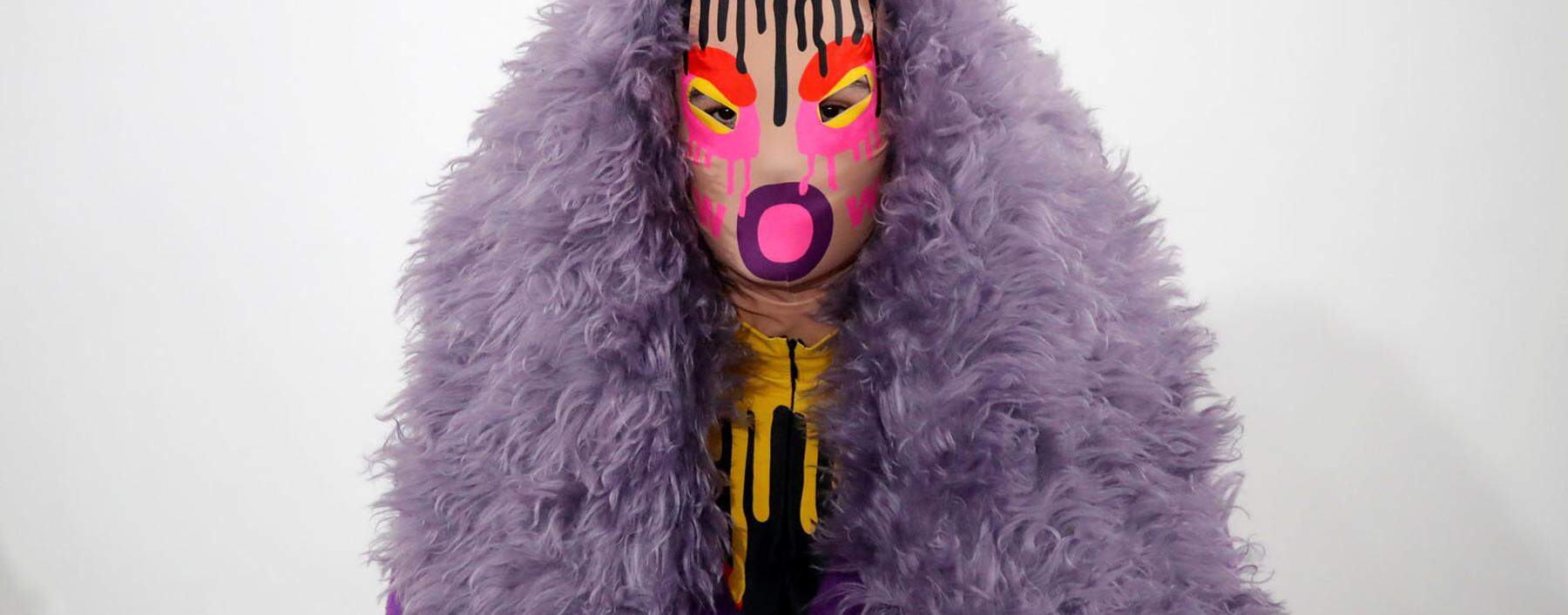 A model presents a creation by designer Walter Van Beirendonck as part of his Fall/Winter 2019-2020 collection show during Men´s Fashion Week in Paris