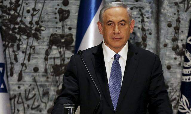 Israeli PM Netanyahu speaks during a ceremony at President Rivlin´s residence in Jerusalem