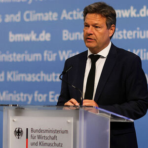 Der deutsche Wirtschaftsminister Robert Habeck bei der Pressekonferenz am Donnerstagvormittag.
